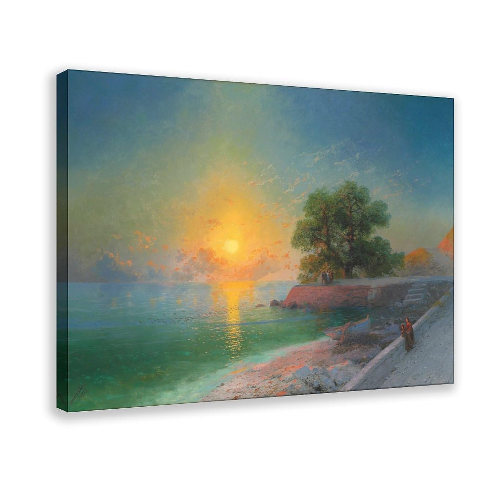 DFJyjFGJJ Ivan Konstantinovich Aivazovsky,Promenade at Sunset,famous Art Canvas Poster Bedroom Sports Landscape Office Room Decor Gift 16" L X 24" W