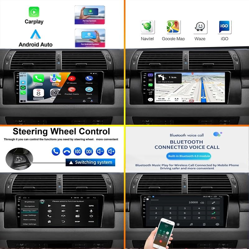 Radio Pantalla 9" BMW X5 E39 E53 CarPlay Android Auto 4G 64GB 6