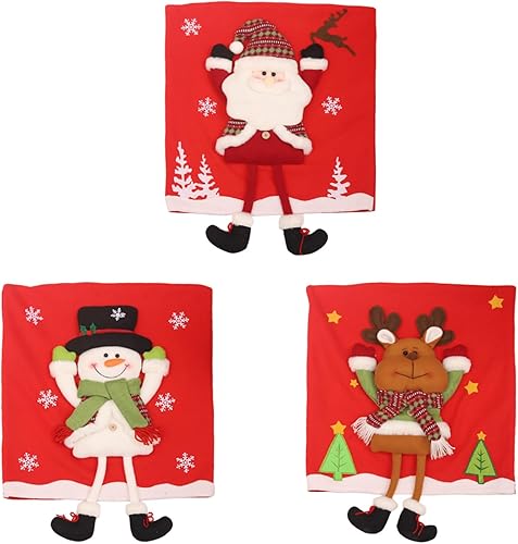 Miniatura 2 de Fundas de silla de Navidad con dibujos animados de Papá Noel, decoración de respaldo para Año Nuevo, fundas de comedor para decoración de fiesta de