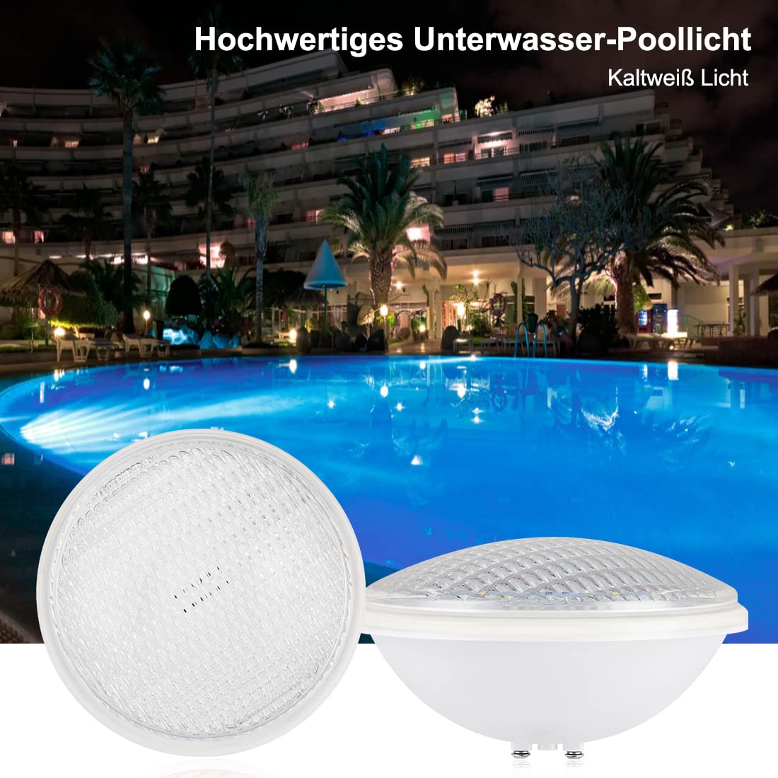 Lámpara LED para piscina, PAR56 luces para piscina, IP68 lámpara de piscina impermeable, 40W luz blanca fría subacuática, reflector de piscina de 12V AC/DC para paisaje, jardín, fuente