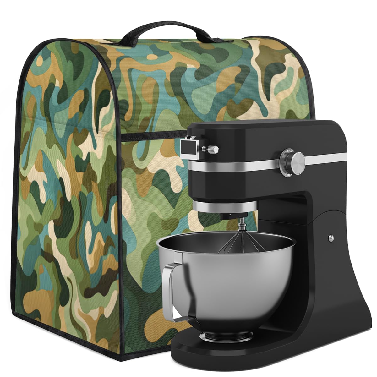Coffee Maker Cover Camouflage Childish Kitchen Appliance Covers Small Appliance Covers Blender Cover Juicer Cover Dust Covers for Kitchen Appliances with Top Handle and Pockets,Washable,C492