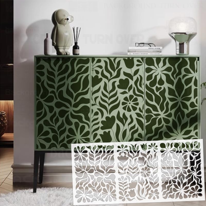 Plantillas florales de 128 cm para decorar paredes de salones y muebles antiguos