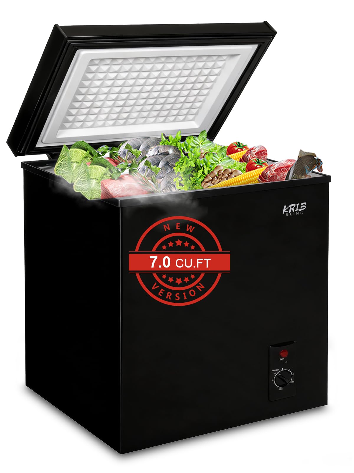 KRIB BLING KB03-100Q-Black 7.0 7 cu ft Chest Freezer Black
