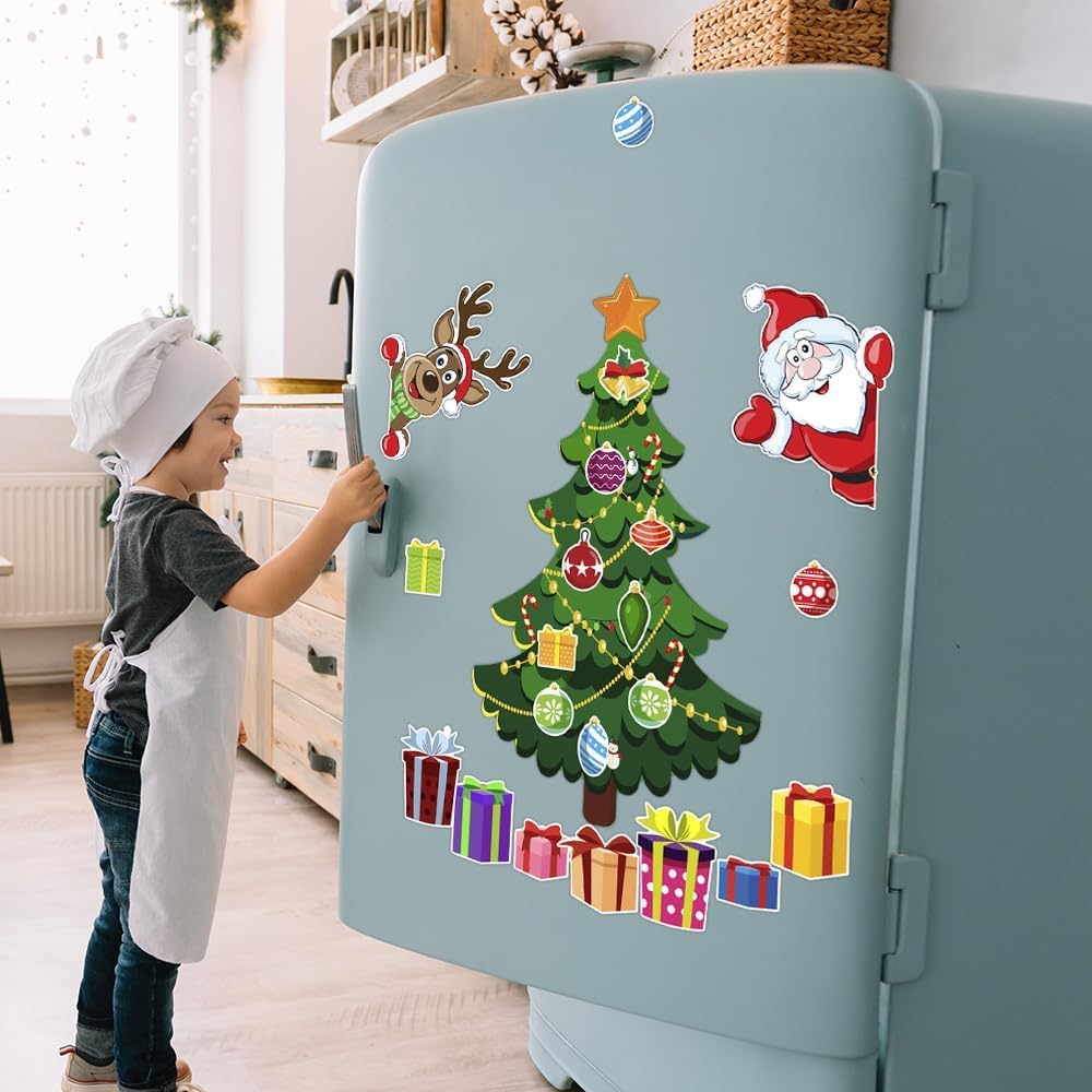 Magnetic Christmas Tree For Fridge - 2025 Holiday Stickers, Santa & Reindeer Magnets, DIY Festive Decor - View #6