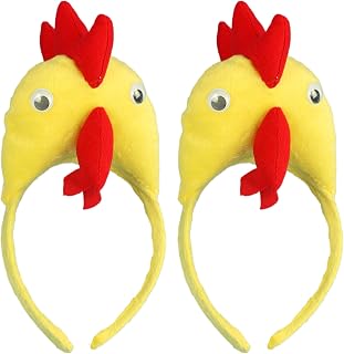 Chicken Headband 2Pcs Cute Funny Chicken Hat Free Size Decorative Rooster Hat Headbands for Dress Up Party Stage Head