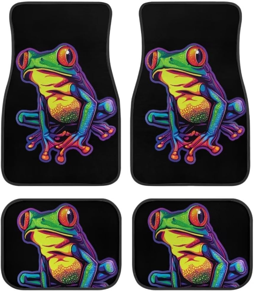 Frog Print Car Floor Mats Carpet 4 Piece Automotive Floor Mat Durable Protector Mat for Most Car Sedan SUV Truck