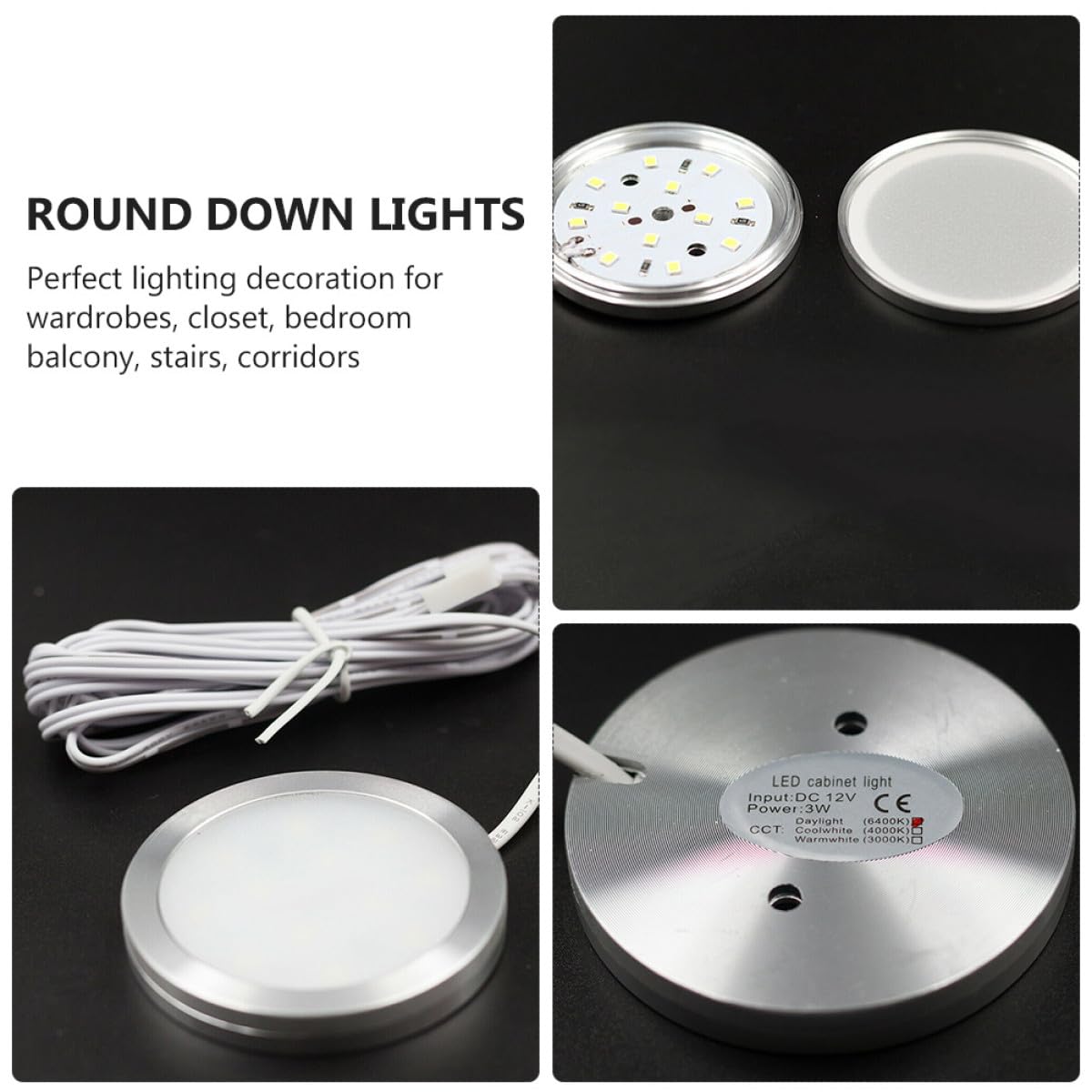 Faretti LED 12v Risparmio Energetico Set 4 Pezzi da Incasso Consumo Ridotto Materiale Acrilico e Lega di Alluminio, Luce Bianca per Camper e Balcone
