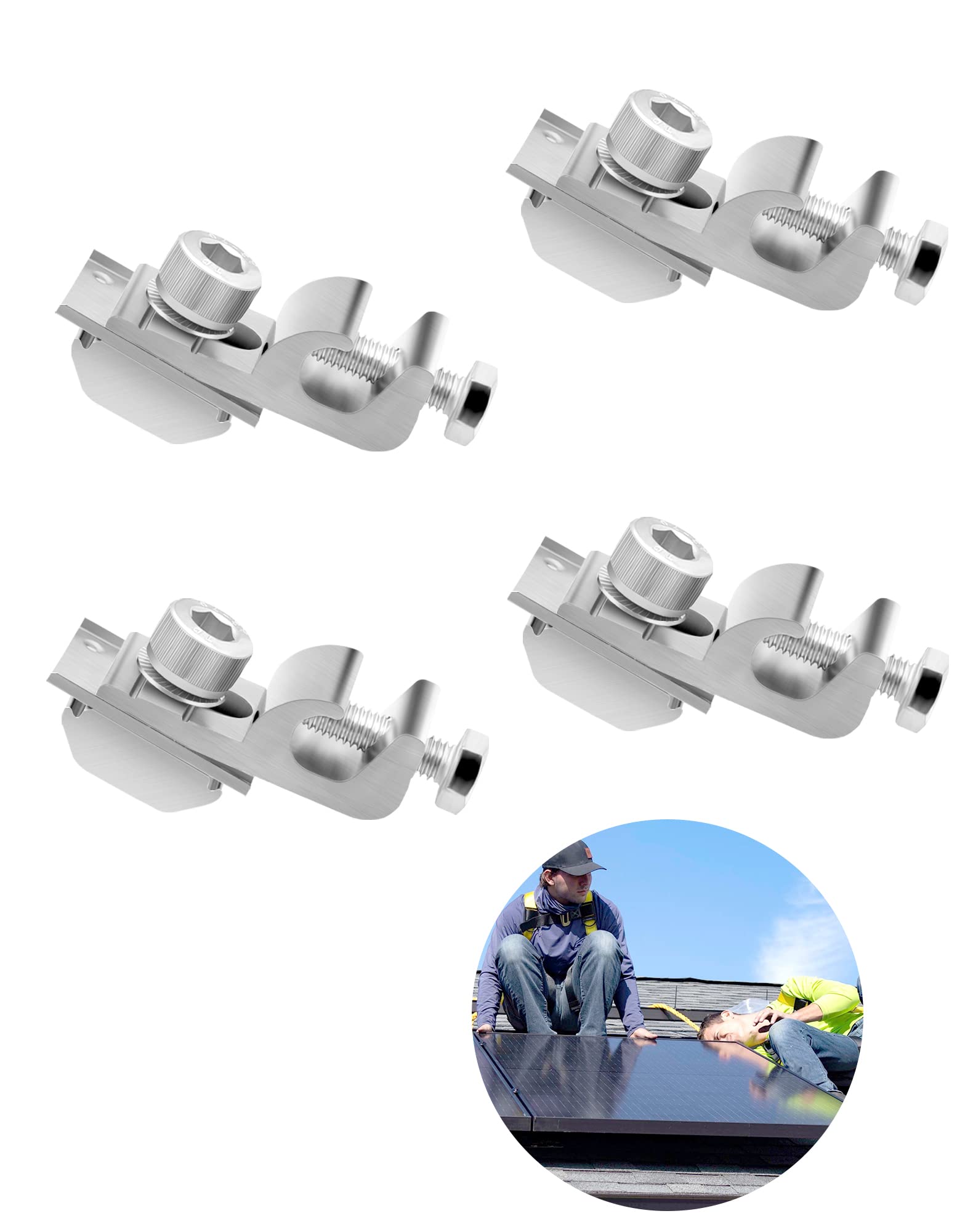 Clip Di Messa A Terra Per Pannelli Solari - Set Da 4 Pezzi In Alluminio - Foto 2