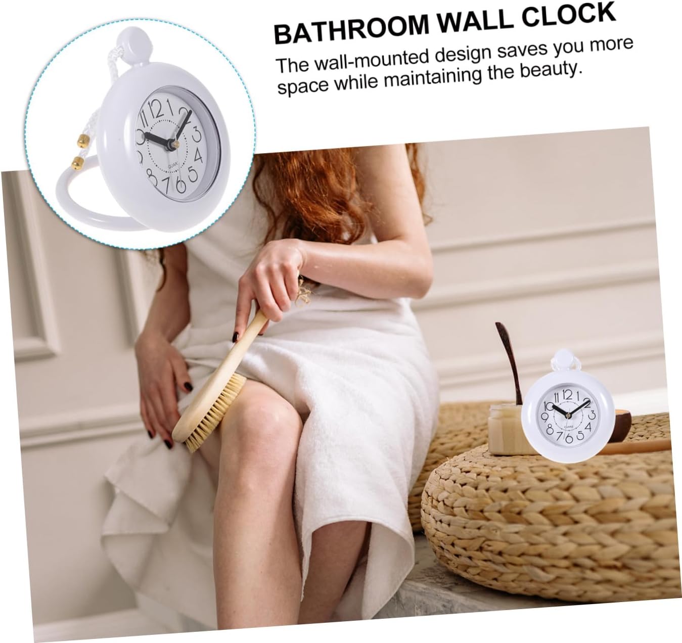 Cabilock Bathroom Wall Hanging Clock Silent Battery Operated Simple Design Lightweight Modern Style Mute Non Ticking Clock for Living Bedroom