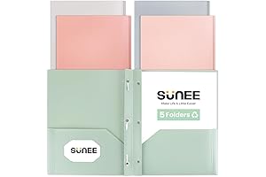 Pocket Folders with Prongs, 5 Pack Vintage Colors