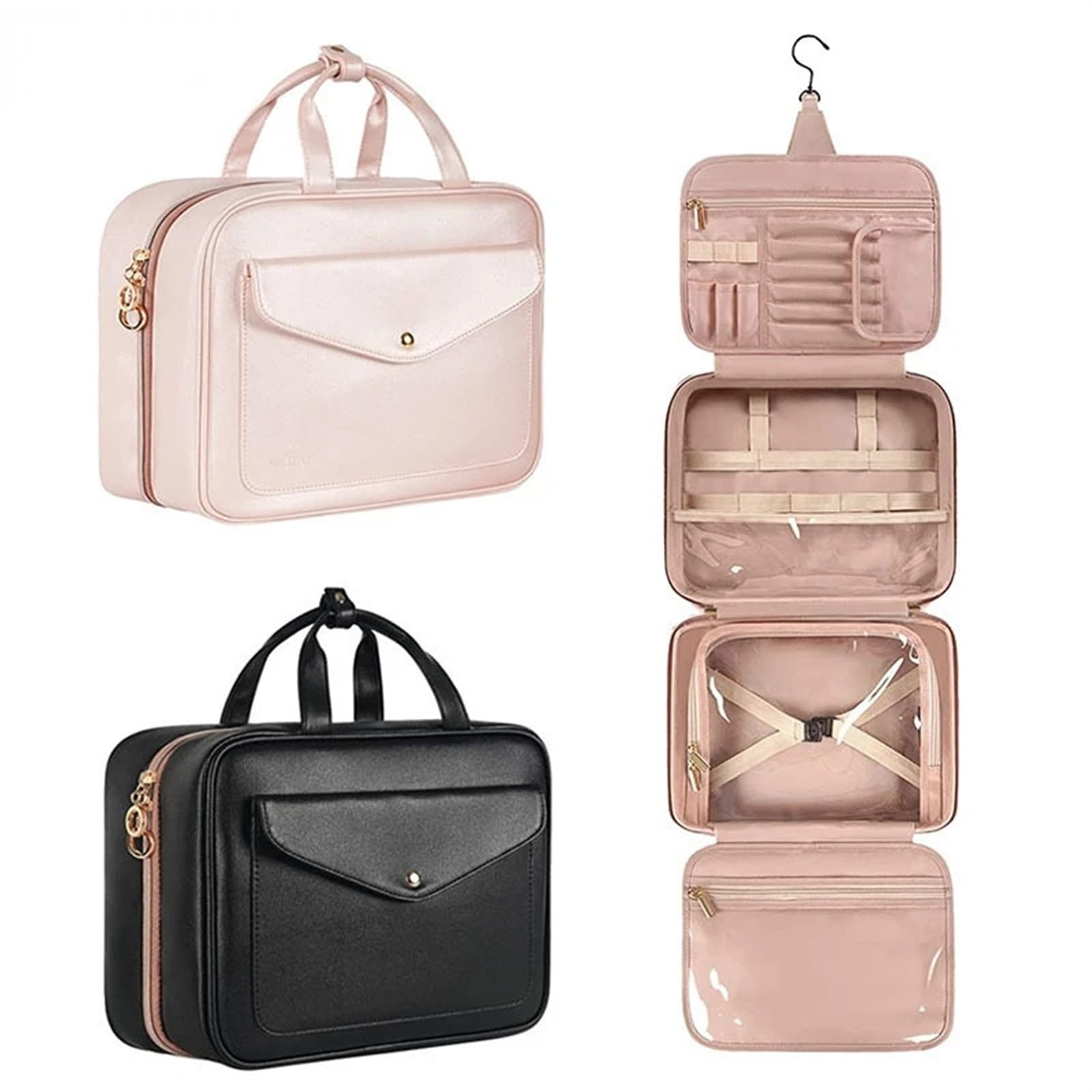 Neceser Maquillaje Bolsa de Maquillaje Cuero PU, Bolsa Viaje Gran Capacidad, cosméticos Impermeable, Bolsas Almacenamiento artículos tocador, Belleza for Mujer, Organizador(Blue)