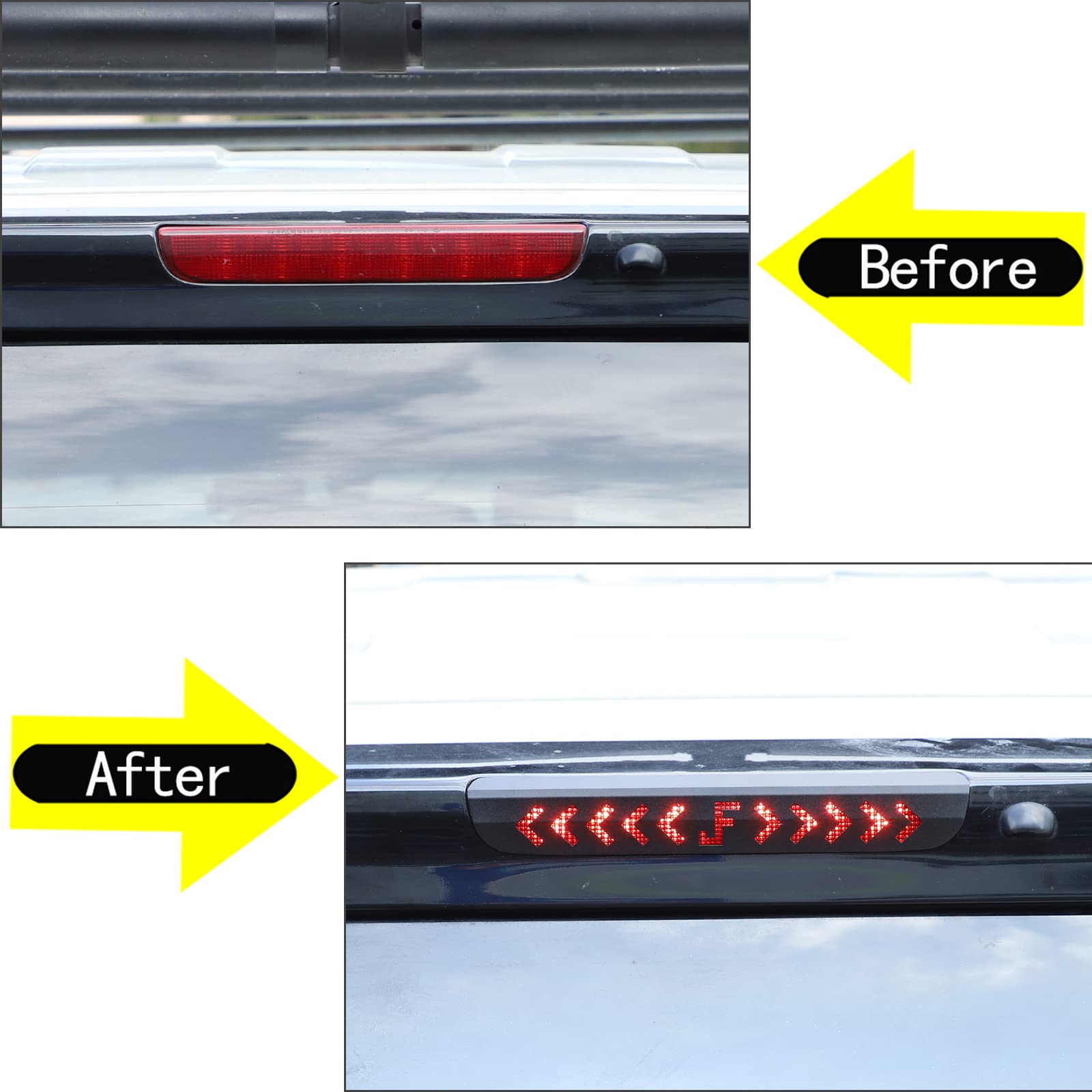 LLKUANG 3rd Brake Light Third Brake Center Light Fit for Toyota FJ Cruiser 2007-2021 High-position Alloy Brake Light Wordmark Decorative Cover