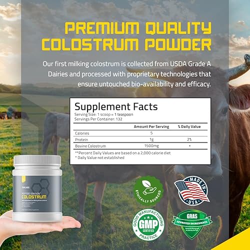 Miniatura 7 de Polvo de calostro bovino con inmunoglobulinas y lactoferrina – Apoya la salud inmune e intestinal, 100% calostro de primera calidad de ordeño, de