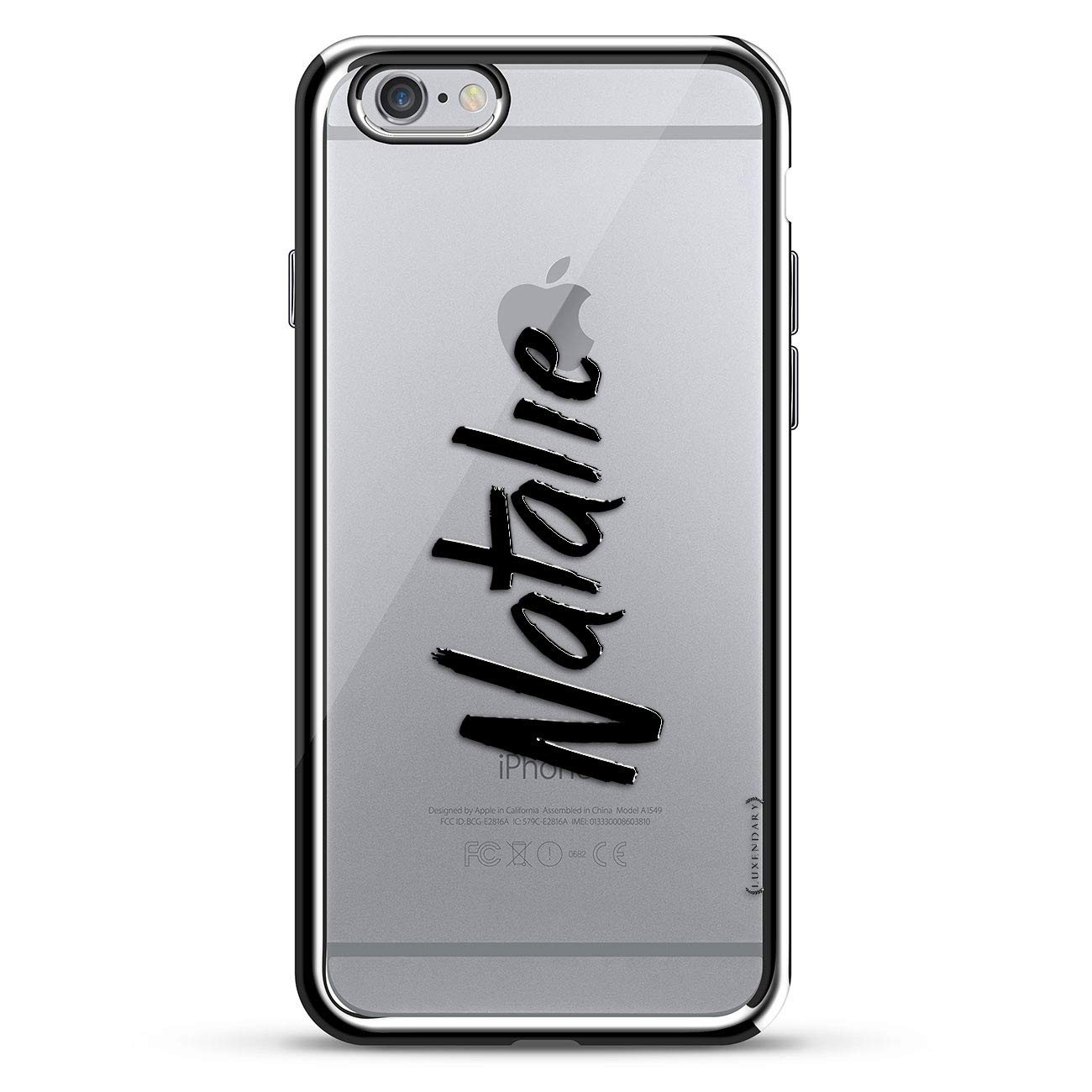 Luxendary Designer, 3D Printed, Fashion, High End, Premium, Chrome trim Cell Phone Case for Iphone 6/6S Plus - Silver Name: NATALIE, Hand-WRITTEN Style