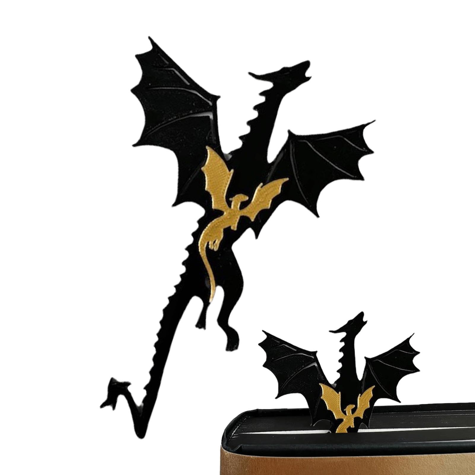 Diseño De Marcapáginas De Dragón, Marcapáginas De Doble Cara De Cuarta Ala, Marcapáginas De Dragón, Marcapáginas De Dragón Negro Dorado, Accesorios De Libros Para Amantes De Los Libros, Amigos, Famili