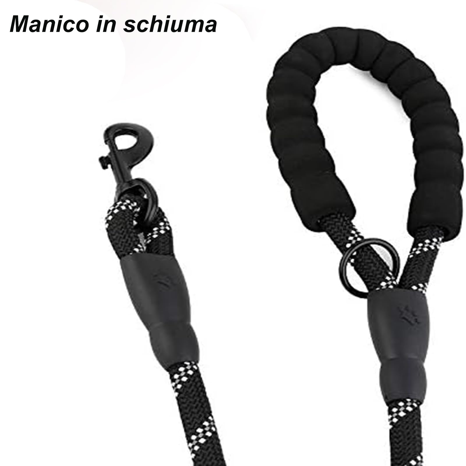 Eyeleaf Guinzaglio per Cani Taglia Grande con Impugnatura Imbottita doppio Maniglia Riflettente Guinzaglio per Cani Corda 1,5 Metri Nero