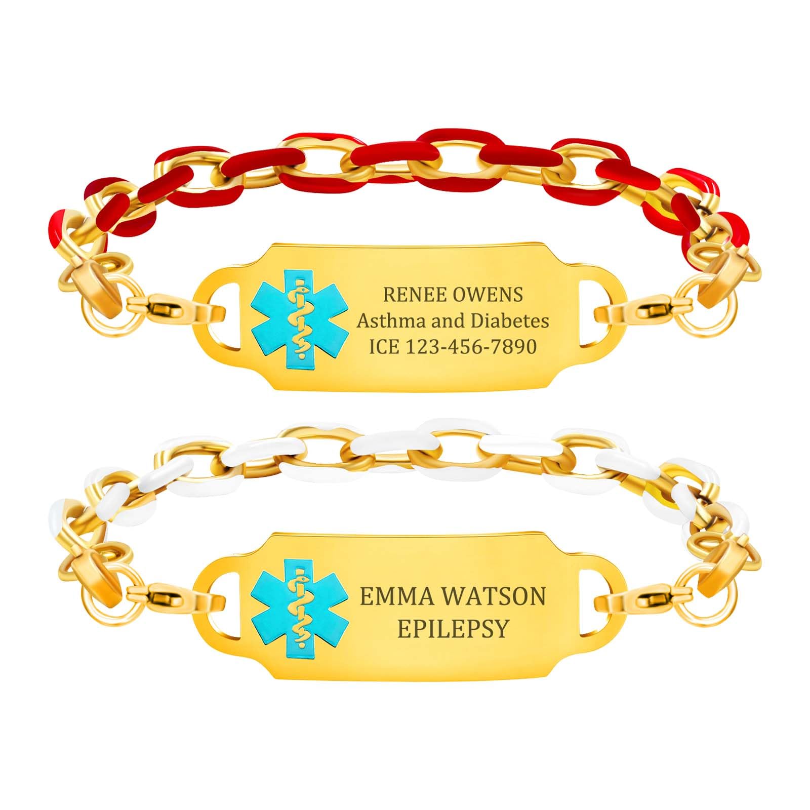 MOTICIUS Medical Alert Bracelets for Women Personalized Medic Bracelets Personalized Medical ID Bracelet DNR Bracelet Women Diabetic Dracelet Emergency ID Wristband