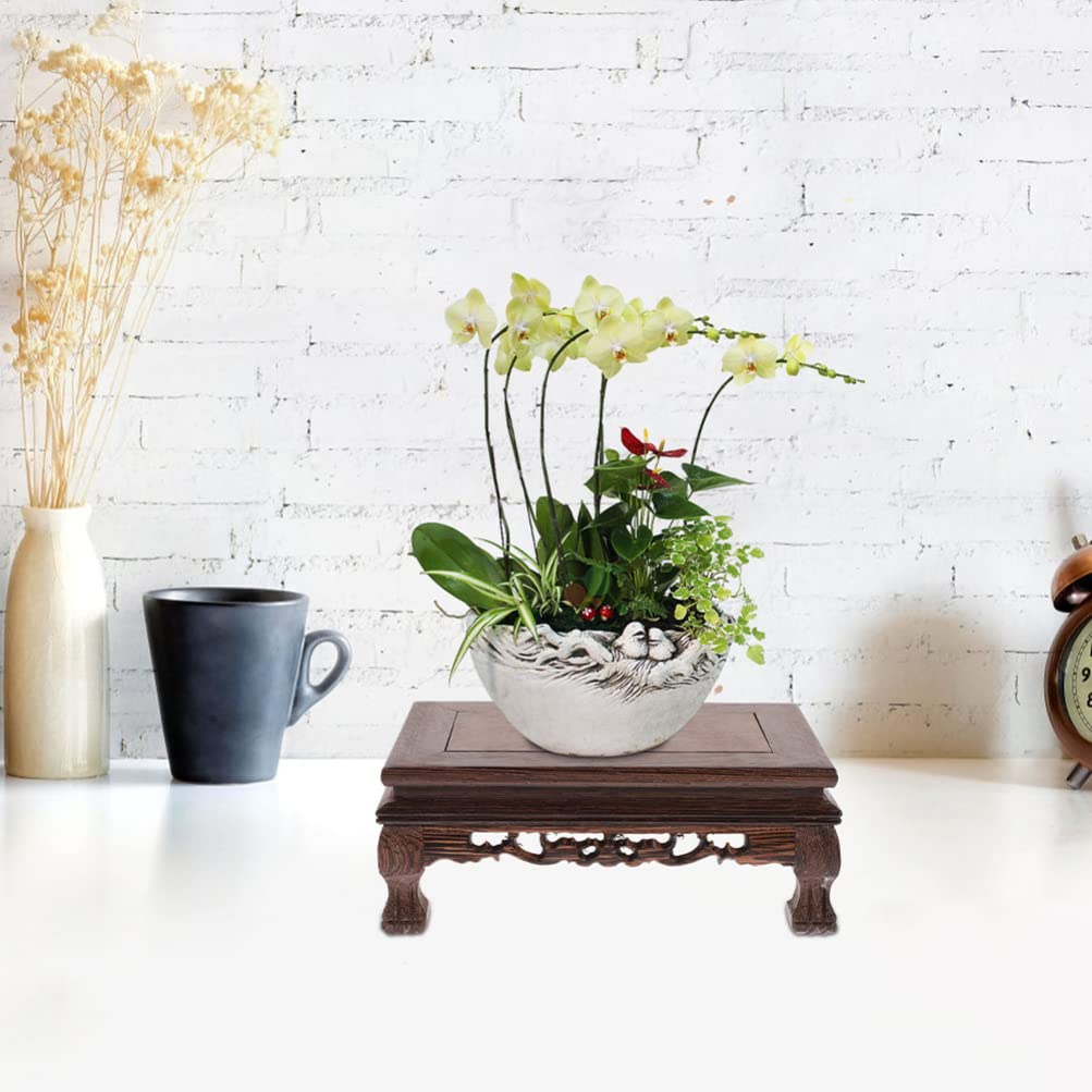 Alipis Bastelbasis Präsentationsständer Aus Holz Blumentopfständer Blumentopf Tablett Quadratische Teekannenbasis Halter Für Blumentöpfe Bonsai Sockel Altar Ost Zubehör Hölzern Büro