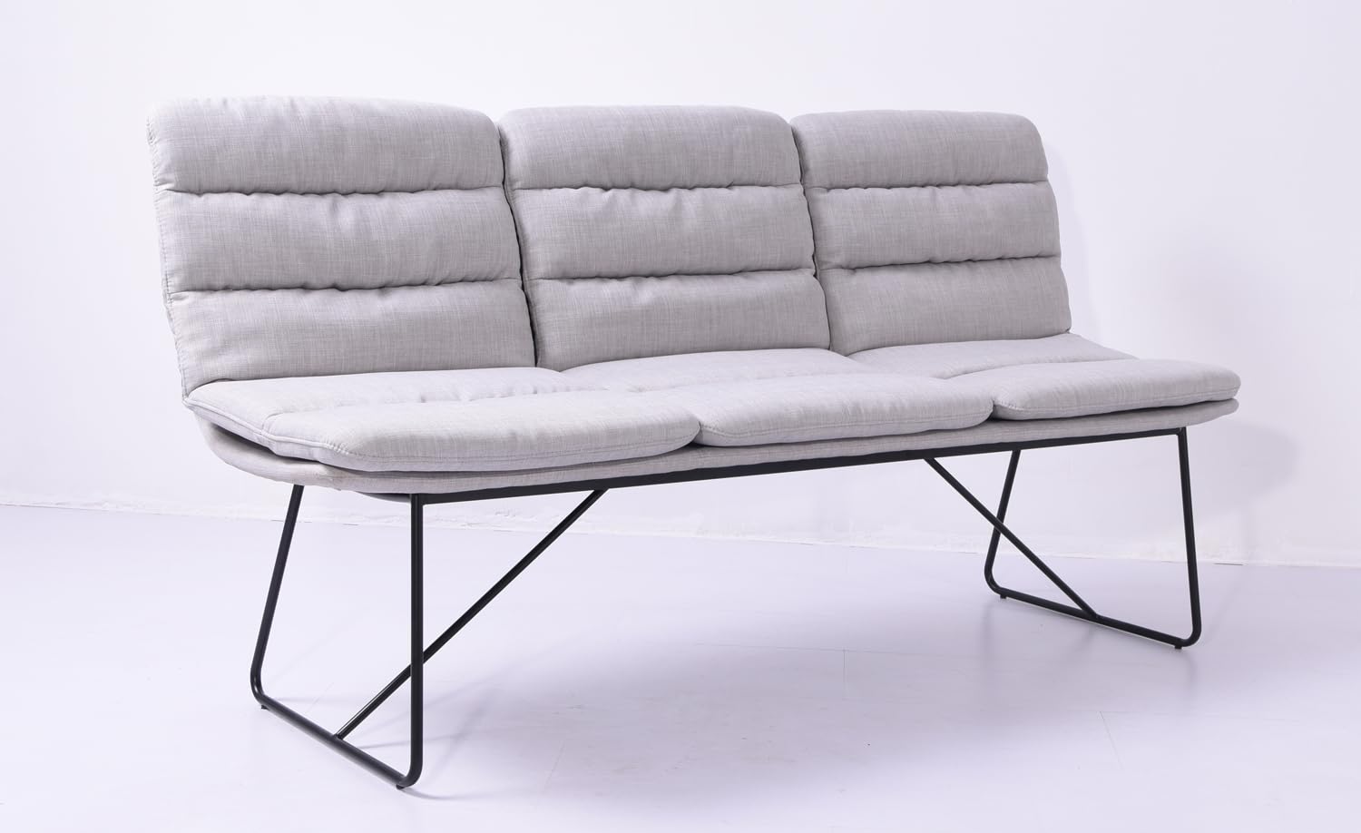 KAWOLA Esszimmerbank mit Rückenlehne 180cm Vince, Küchenbank gepolstert, Sitzbank Esszimmer, Sitzbank mit Lehne, Esszimmerbank Hellgrau