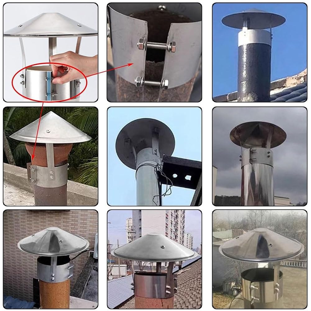 Tapa de Chimenea de Acero Inoxidable, Cubierta de Tubo de Techo de Lluvia