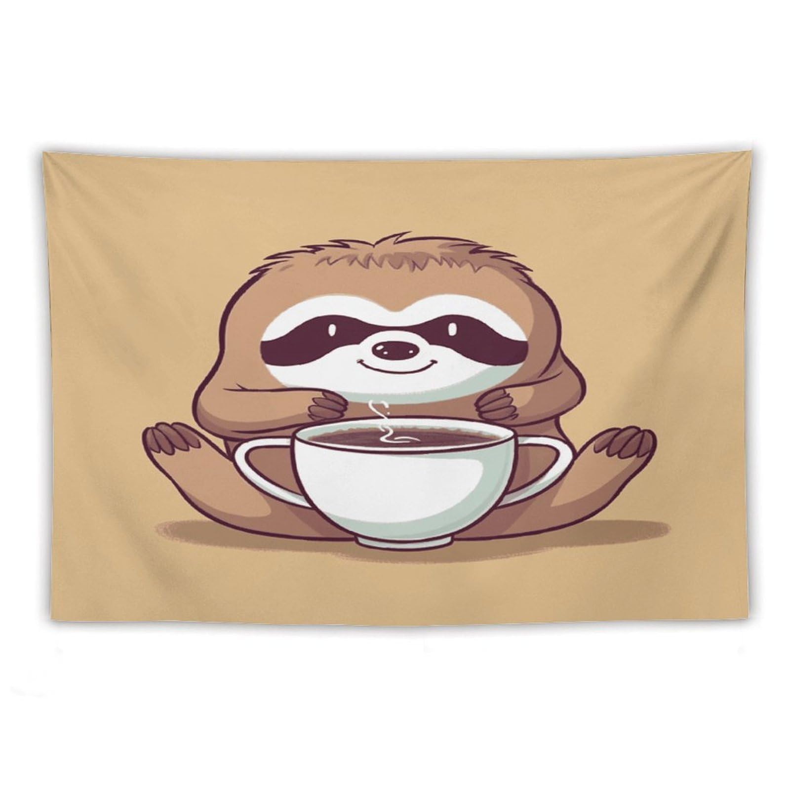 LDGSUPH Yoga Sloth Coffee Tapestry Wall Hanging Decor Anti-fading Aesthetic Wall Tapestries Fashion Wall Blanket Decor Modern Wall Art Tapestry for Bedroom Home Decor 60"x90"