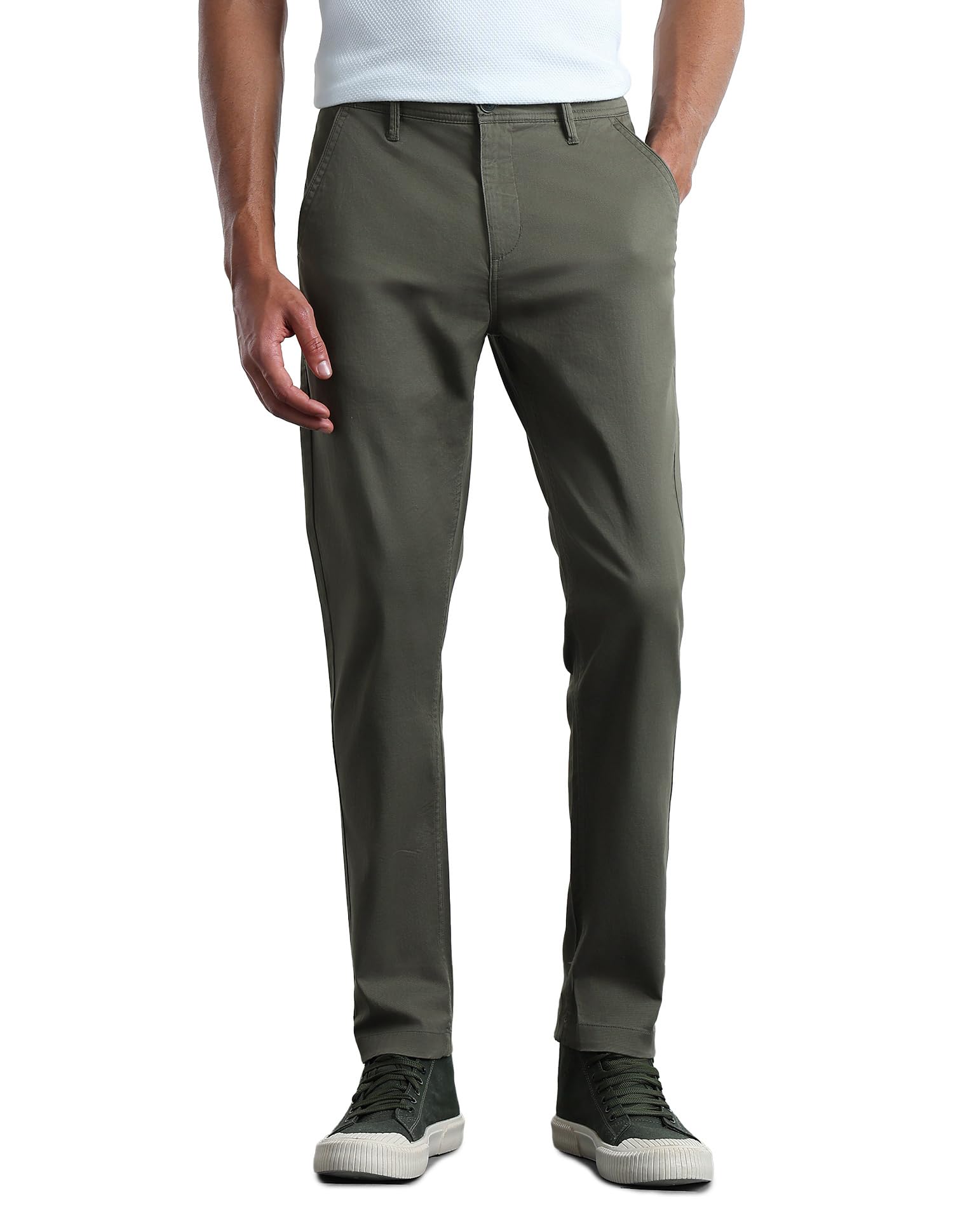 flying machine Men's Slim Tapered Fit Trousers| Solid | Mid Rise-picture-35