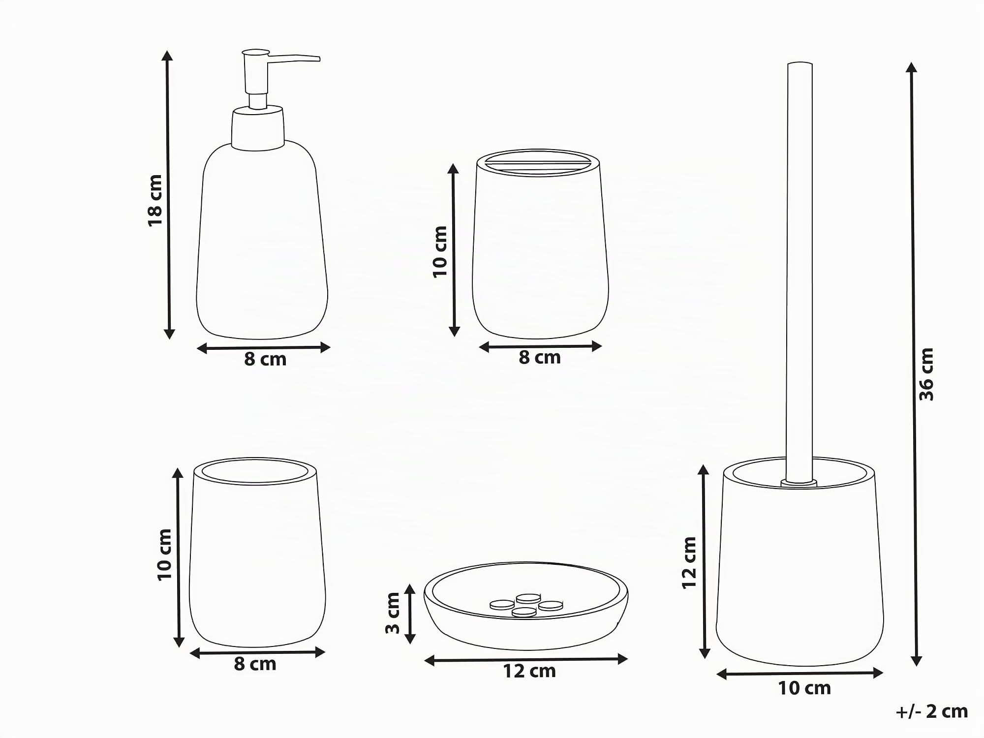 Badaccessoires Set 5-teilig Kunstharz mintgrün Rillenoptik Bad-Zubehör Pozuzo