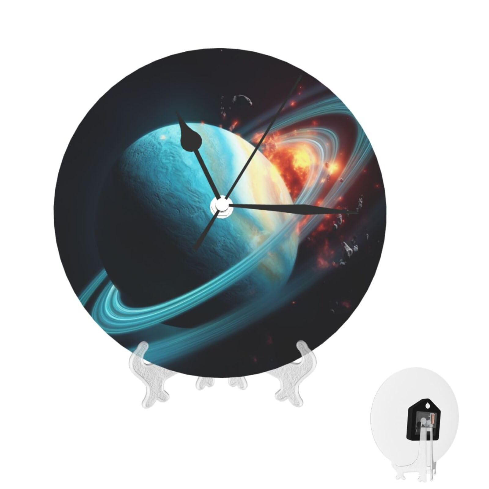 Horloge murale ronde Uranus Impact à piles : grande pendule silencieuse pour cuisine et bureau