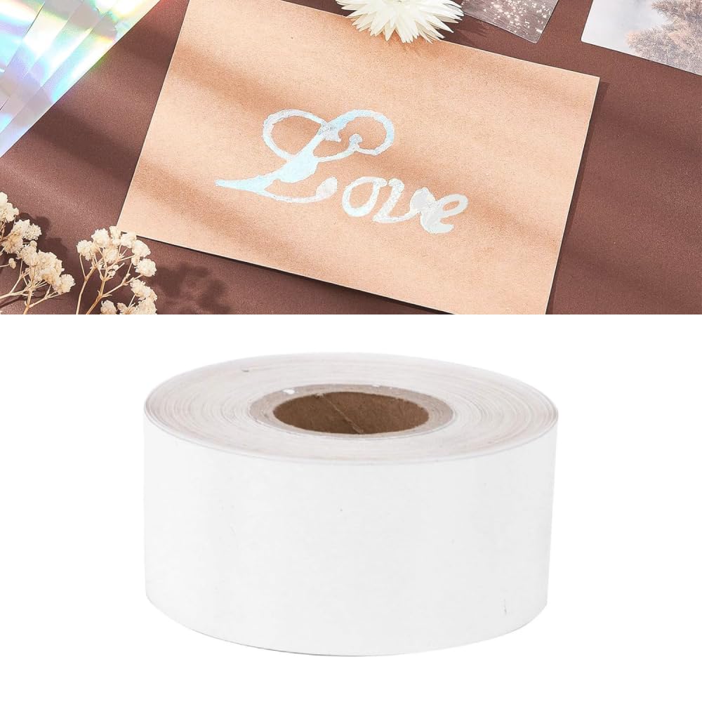 Fyearfly Hot Foil Stamping Paper, 120 Meter 3cm Width Metallic Foils Hot Stamping Papers for Leather Machine Cloth Package Box DIY Decoration Accessories (White)