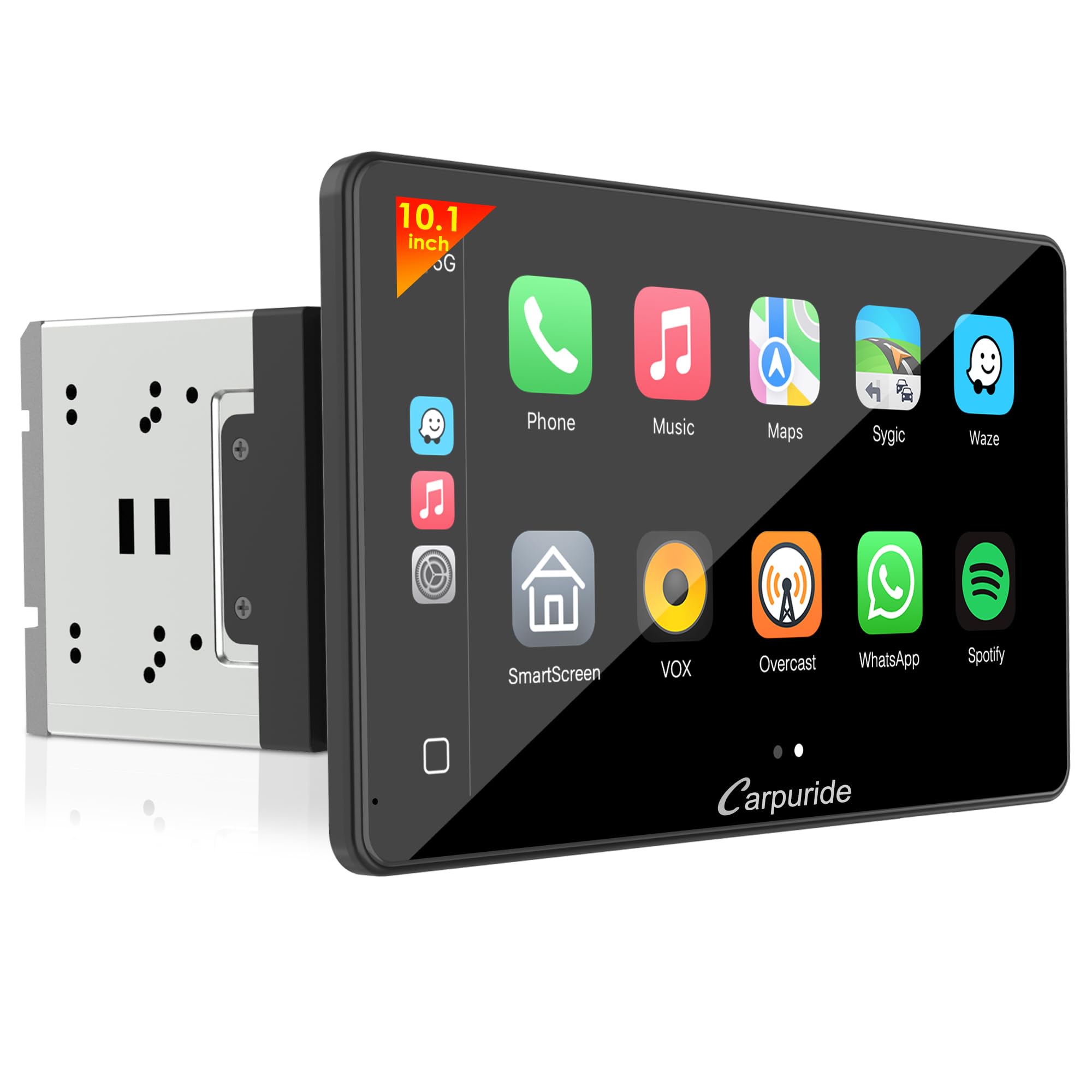 Carpuride YT101S Schermo 2 DIN con Wireless CarPlay e Android Auto | Touchscreen IPS HD da 10.1" con Navigazione GPS, Mirror Link, Controllo Vocale, Telecam Posteriore, Bluetooth, USB, FM, SWC