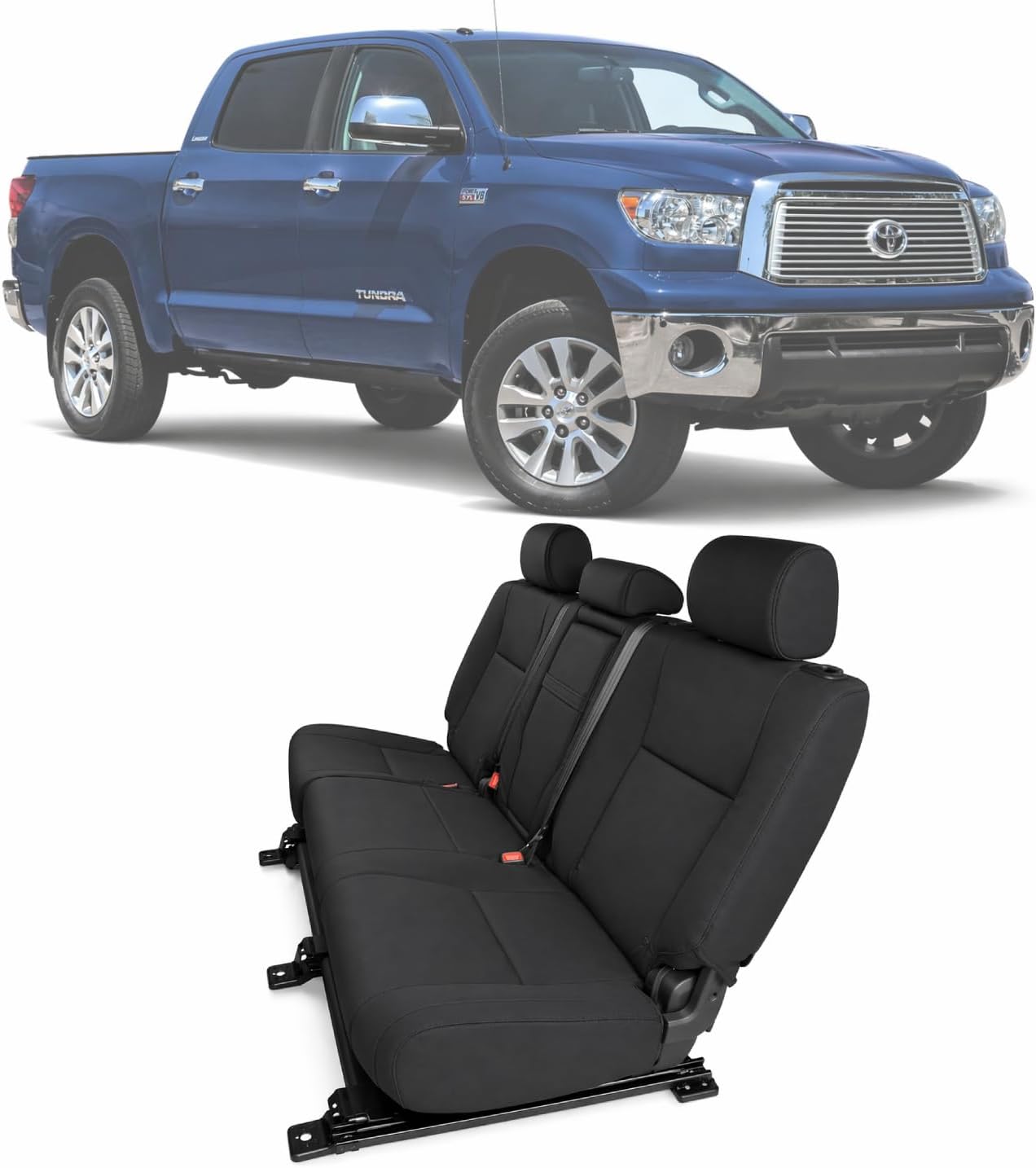 Holda Custom Seat Covers Compatible with 2007-2013 Toyota Tundra, CR-Grade Neoprene - Rear 60/40 Split Seats, Water-Resistant Wetsuit Material, Precision Fit, Black