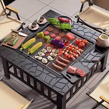 ファイヤーピット 焚き火台 テーブル 囲炉裏テーブル バーベキュー 焼肉 BBQ Amazon.co.jp: ファイヤーピット 大型 テーブル バーベキュー