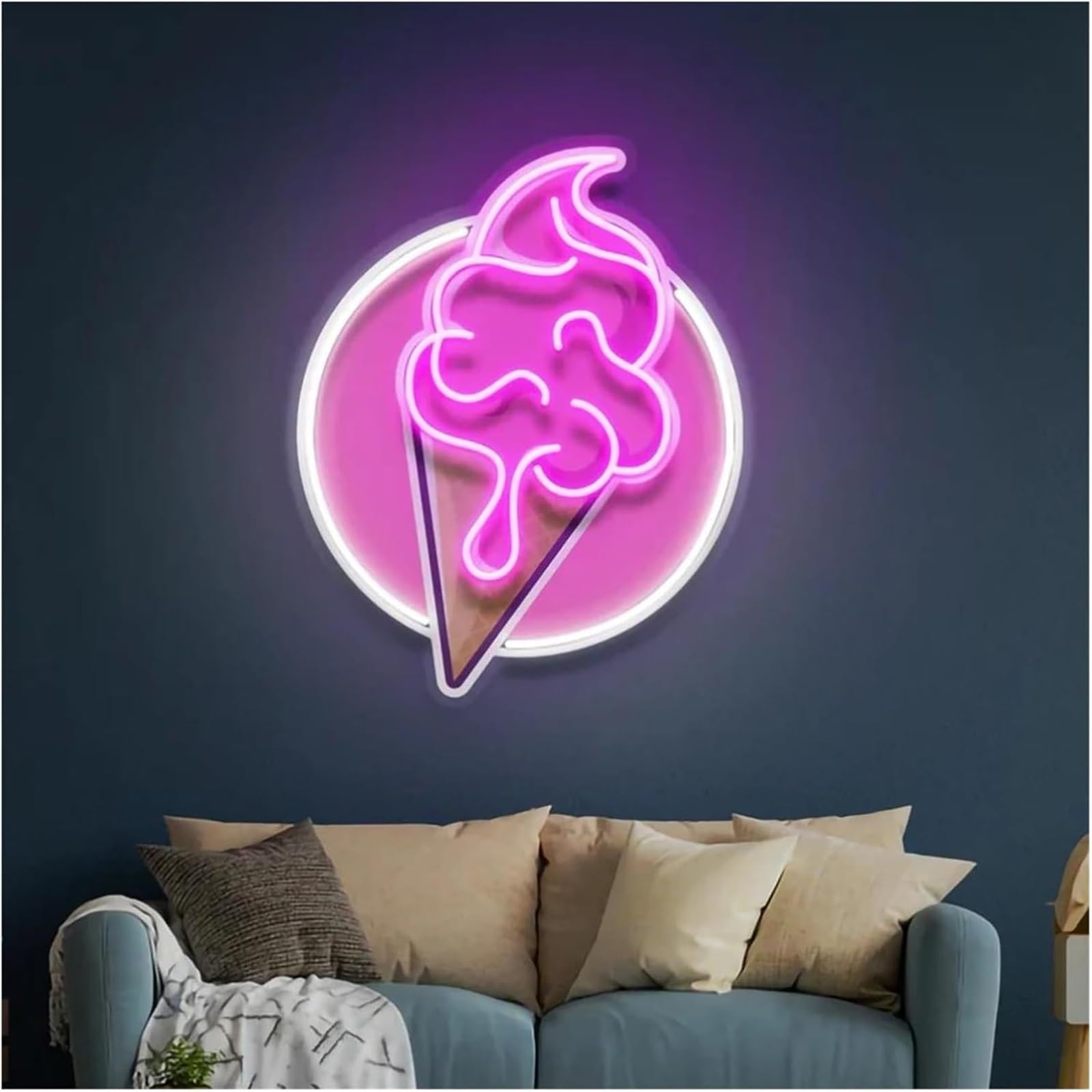 Lampada al neon Insegna al neon con gelato, stampa UV, luminosità regolabile per decorazione murale, 32 cm x 38,1
