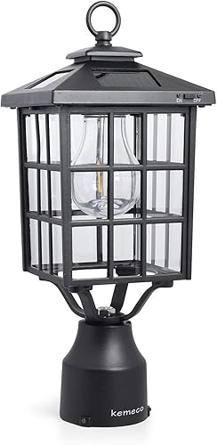 Miniatura 4 de Kemeco ST4324Q-B - Luz solar para poste con marco cuadrado, impermeable, para exteriores, jardín, calle, poste, patio, entrada, entrada (anillo