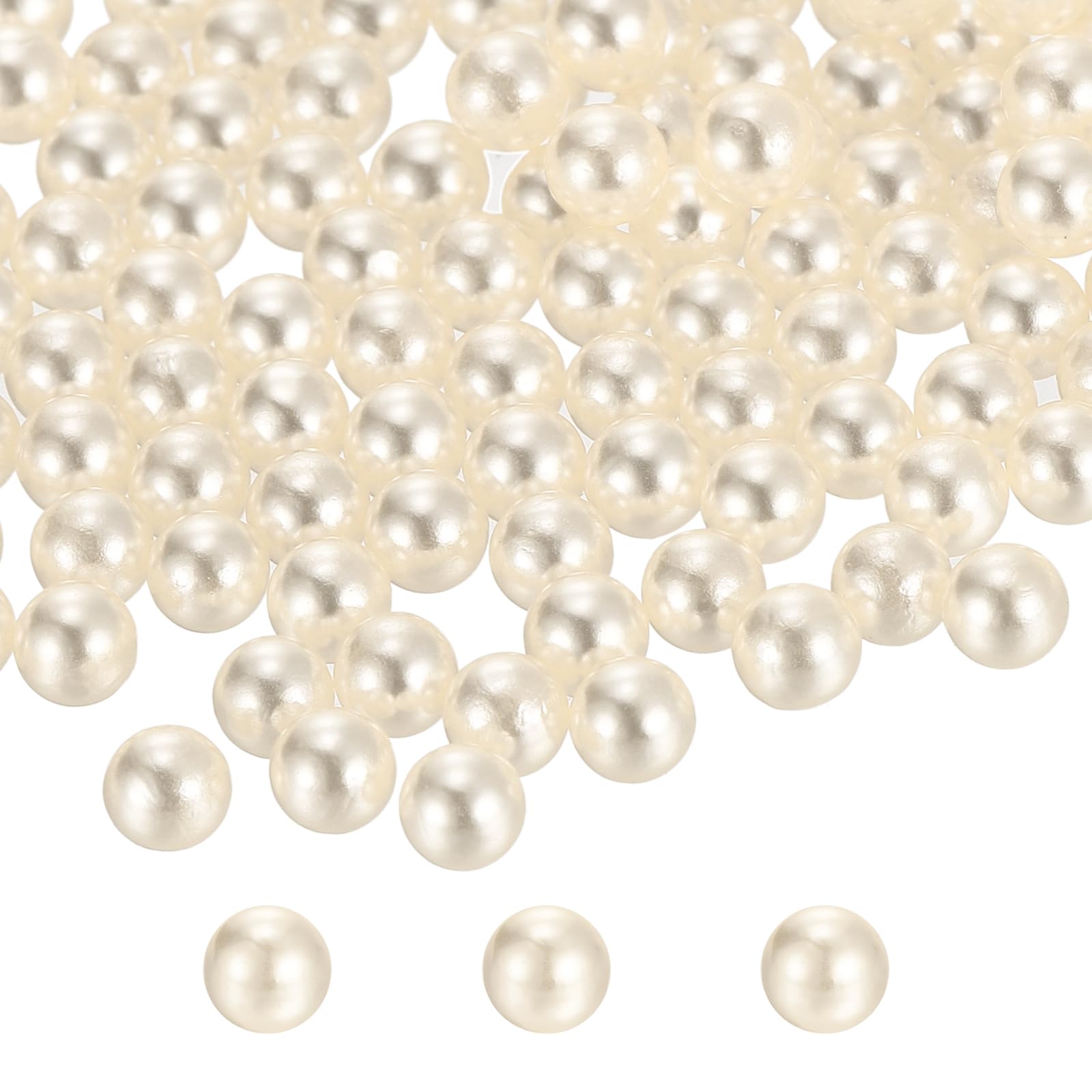 sourcing map 9000pcs 4mm Cream White Pearl Beads ABS Faux Pearls Vase Fillers 300g Ornament Filler for Crafts Centerpieces Jewelry Making Aquarium Decoration