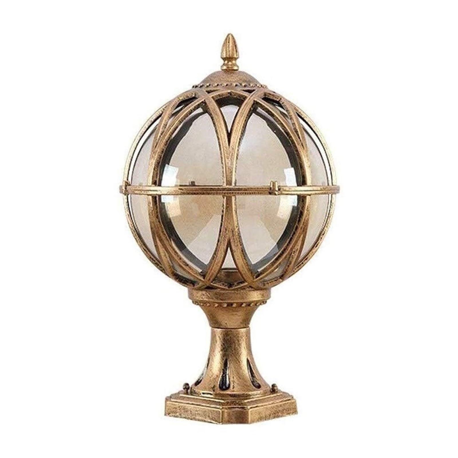 QUSYZD Solar Post Lights Post Lights Outdoor,Pillar Lamp Round Wall Lamp, Courtyard Villa Landscape Lawn Gate Light Super Bright Outdoor Column Lamp,Decorative Columns Post,Brass-Medium