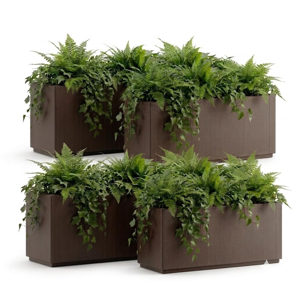 Casaria Brown Casaria® Flower Box Planter Trough Plant Pot, 80L Capacity, 80X36x35 Cm