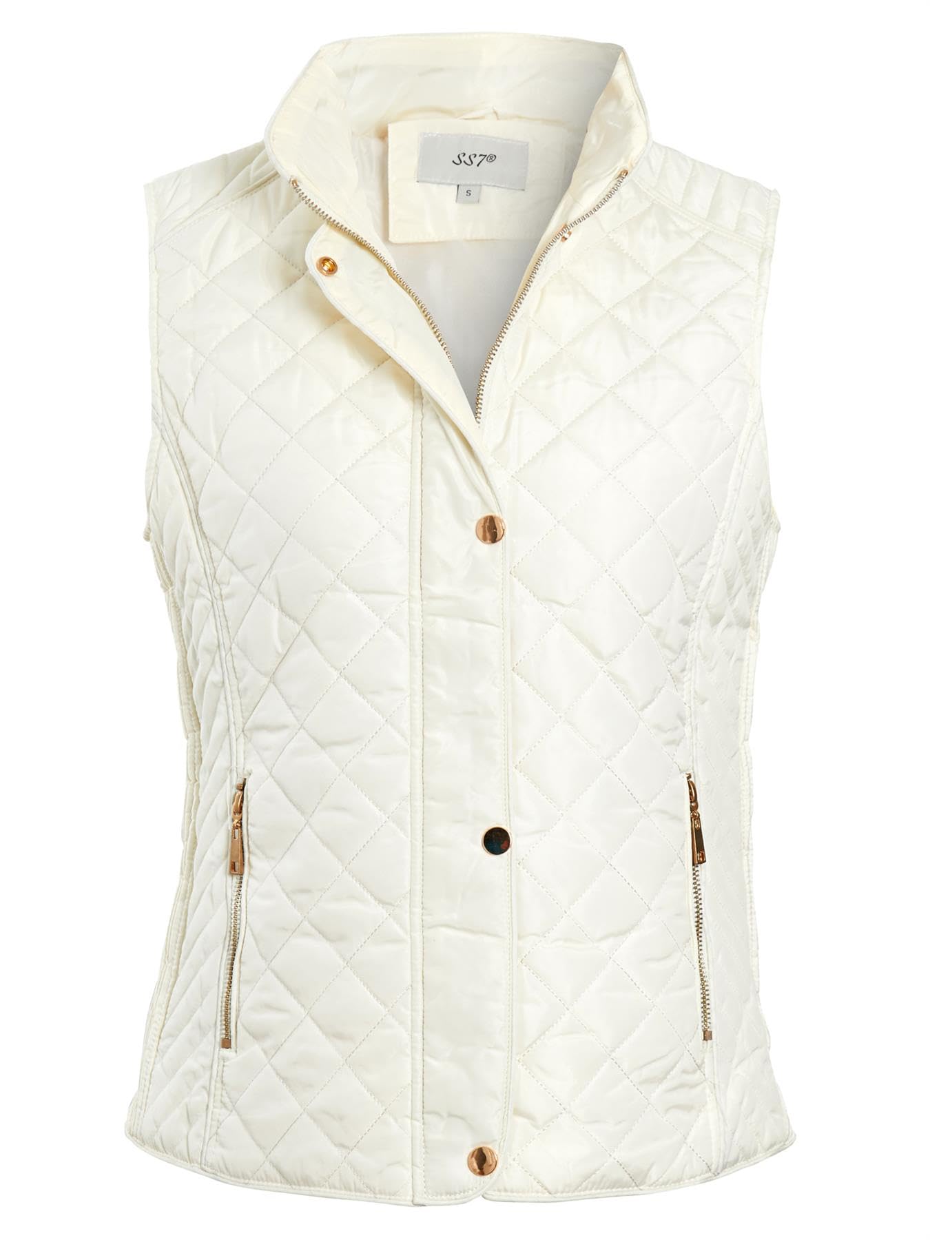 SS7 Womens Gilet Bodywarmer Jacket Quilted Sleeveless Waistcoat Cream