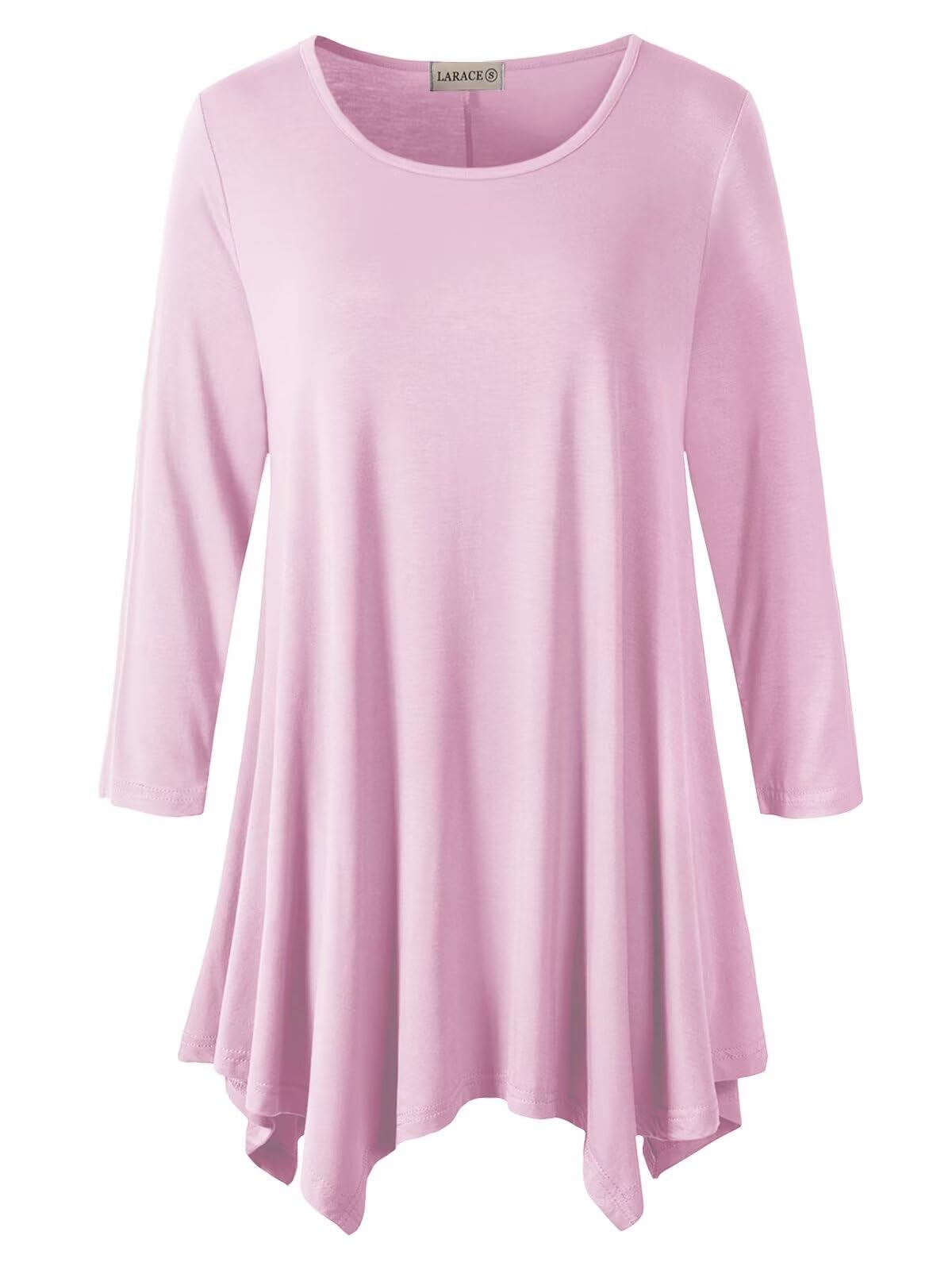 LARACE Plus Size Tops for Women 3 4 Sleeve Shirts Tunic Tops Loose Fit Basic Lady Clothes