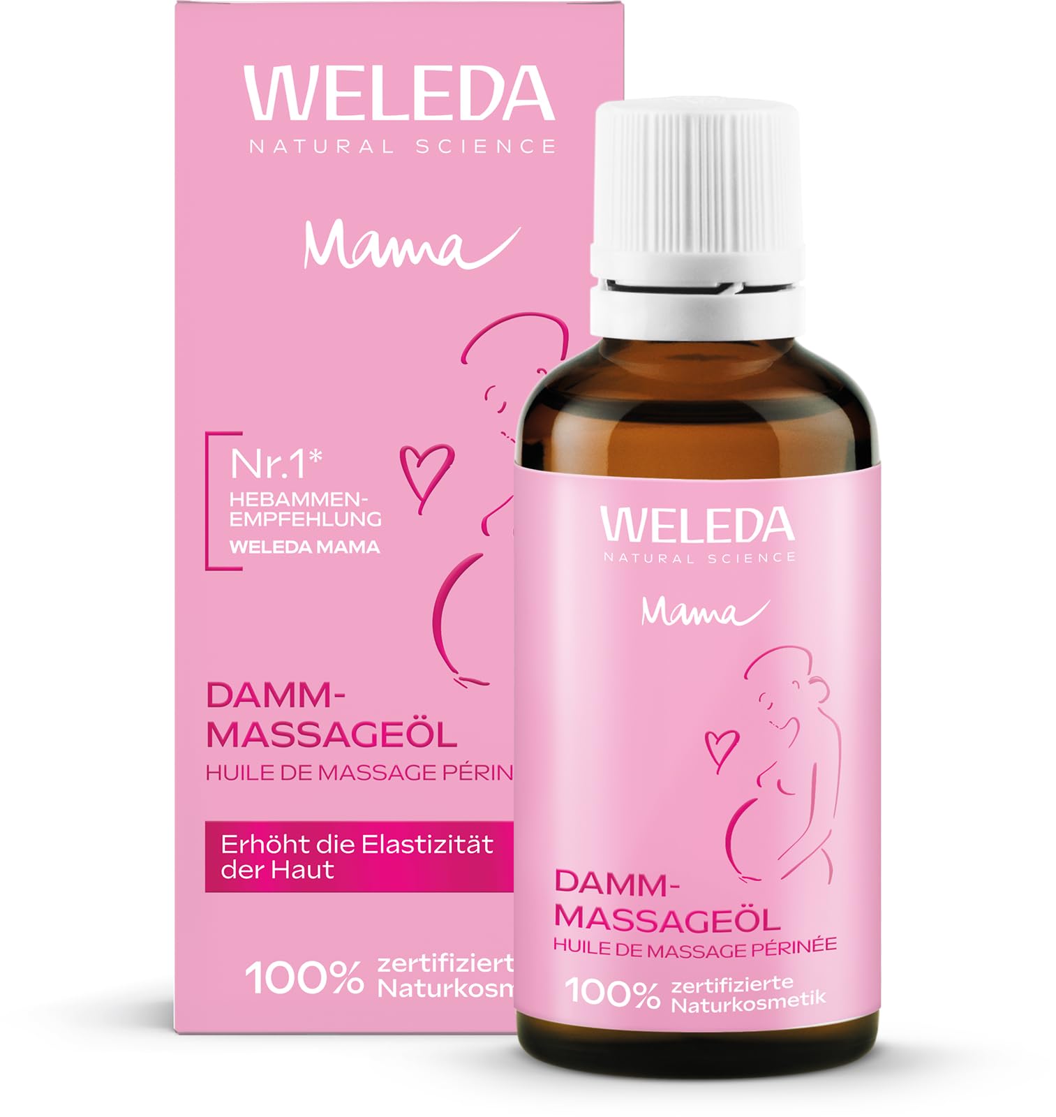 Weleda Bio Mama Damm Massageöl – Damm Massageöl – mit Jojoba- & Sesamöl (40 ml)