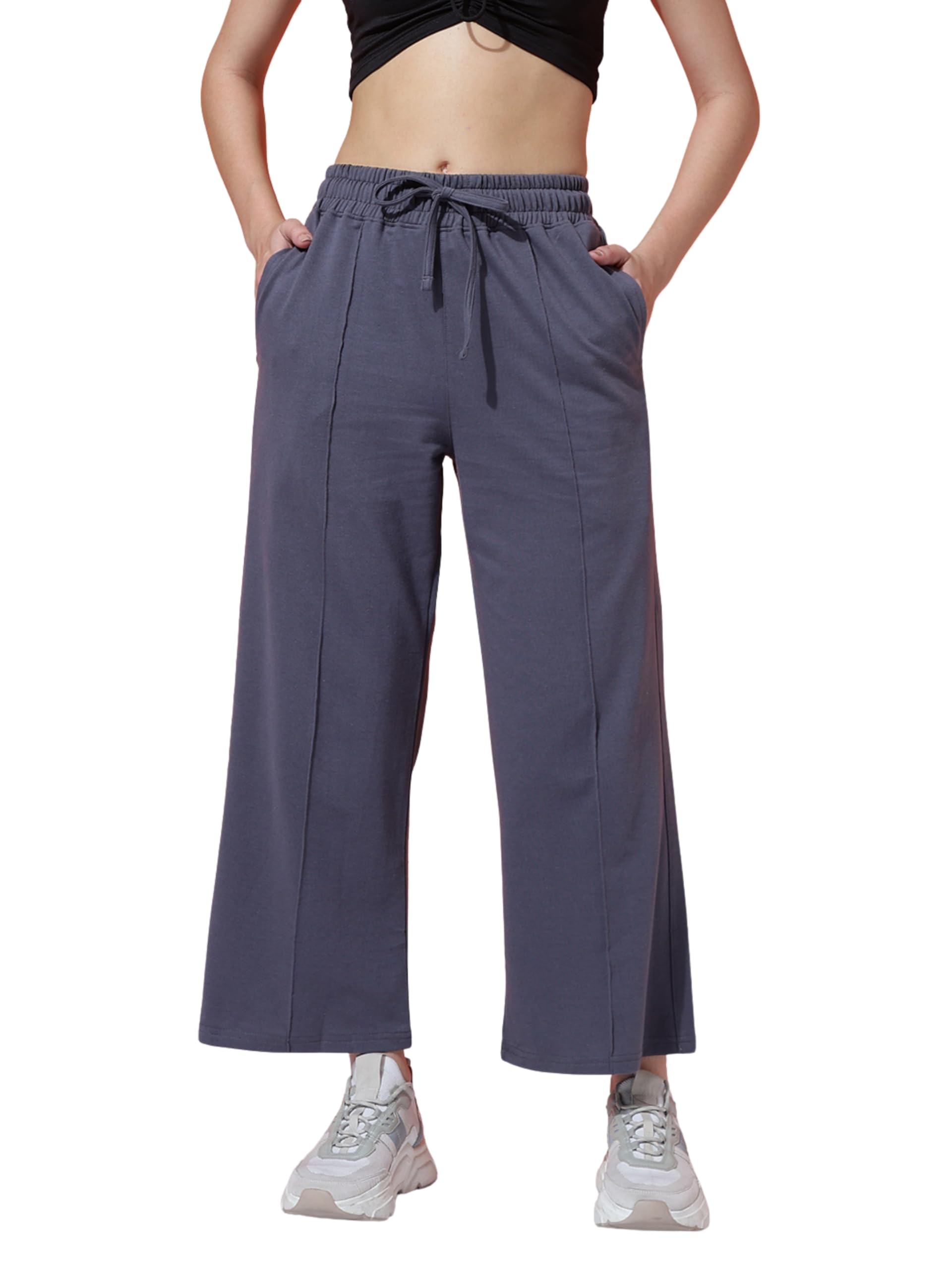Women Fashion Trackpants | Solid Cotton Blend with Drawstring Waistband | Casual Gym & Travel Wear/MKHWL-908$P-image-24