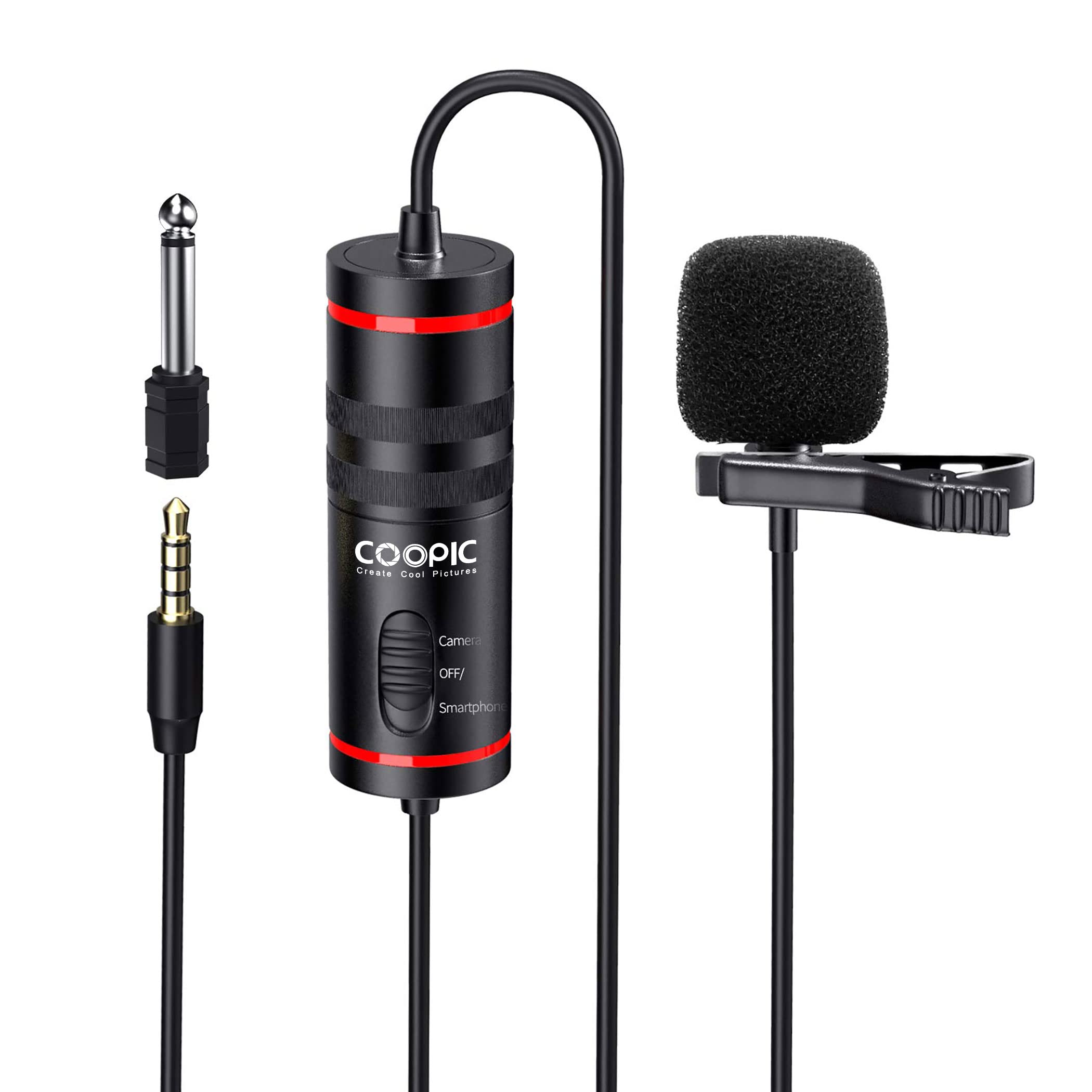 COOPIC Create Cool Pictures Lavalier Omni-directional Lavalier Mic Lapel Clip-on Condenser Microphone for Camera, DSLR, laptop, Guitar, interview, YouTube, Rap, and Vlog (CP-KK1 Lavalier Mic)