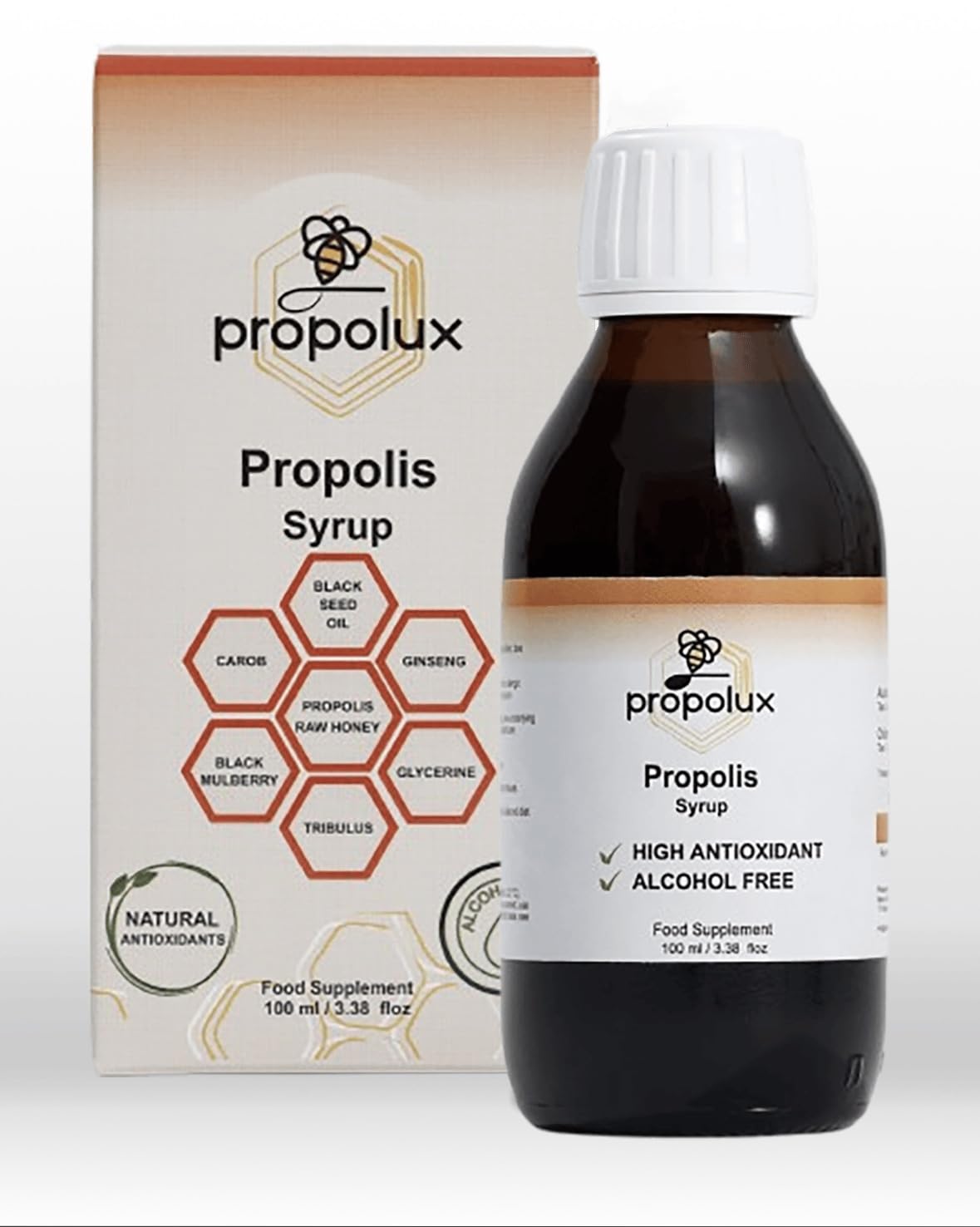 Propolis Syrup – 100% Natural, Alcohol-Free, Lactic Acid Formula with Raw Honey, Black Seed Oil & Botanicals | Immune Support Supplement for Kids & Adults, 100ml