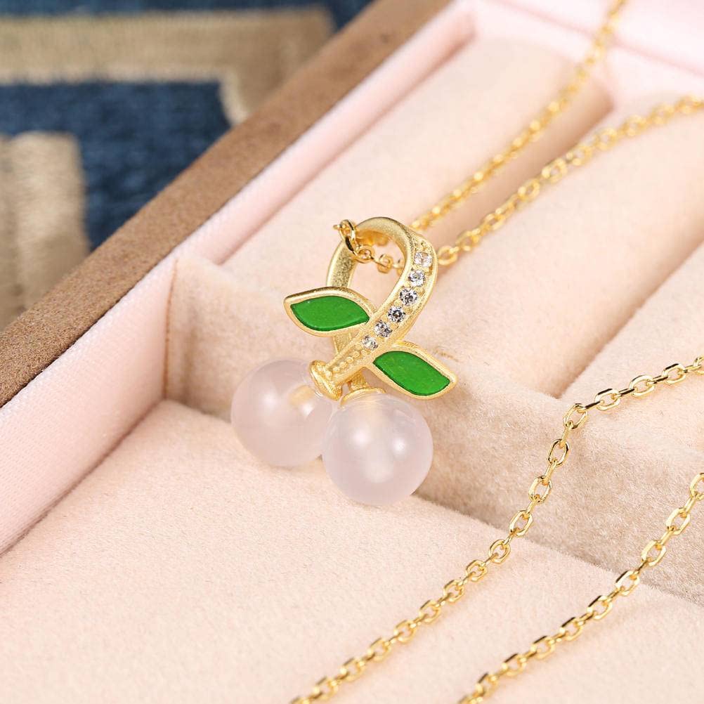 S925 Argento Nefrite Collana con Ciondolo in Giada Bianca Oro