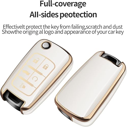 Miniatura 9 de Bqepe Funda para llavero Chevy compatible con Chevrolet Equinox Camaro Cruze Malibu Sonic Buick Terrain, funda de llave inteligente, Negro -