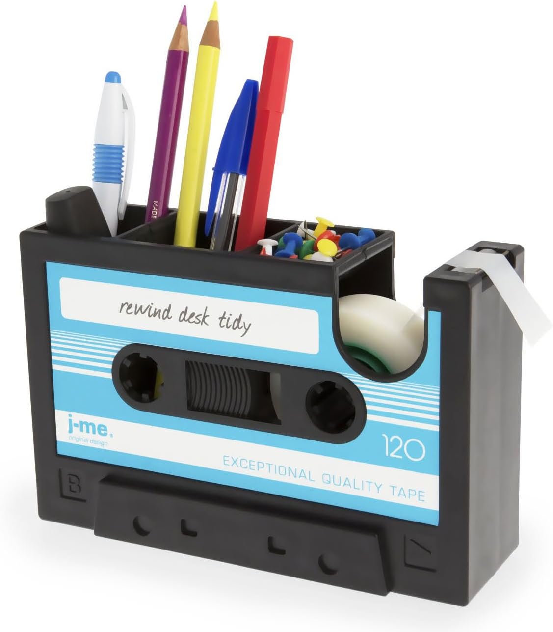 Cassette Tape Dispenser Pen Holder Vase Pencil Pot Stationery Desk Tidy Container Office Stationery Supplier Gift-onepalace (Blue)