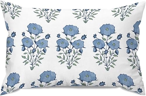 Miniatura 7 de Fundas de cojín con diseño de flores azules en monzón, estilo chinoiserie, estilo chinoiserie, almohadas para sofá, sala de estar, 12 x 20 pulgadas,