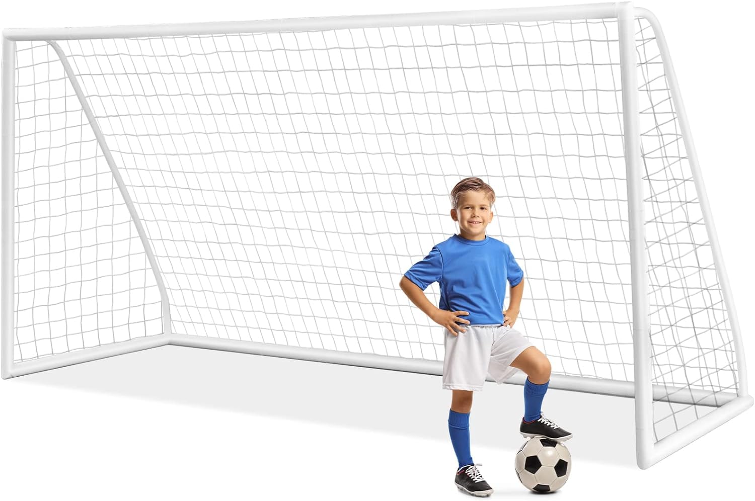 LIFEZEAL Porte da Calcio per Bambini in PVC, 365x120x182 cm, Rete da Giardino e Esterno Resistente, Porticine Giochi da Calcio Piccole