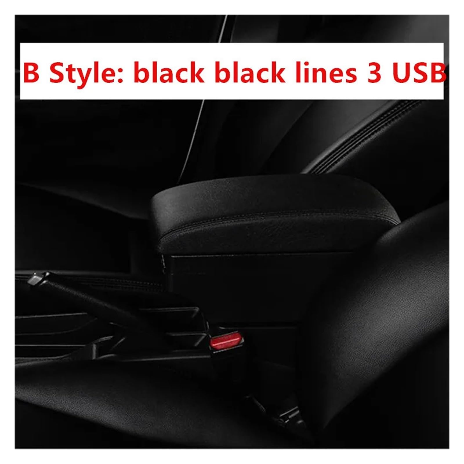 consola central Almacenamiento de la consola central caja del reposabrazos coche con accesorio USB(B black black line)