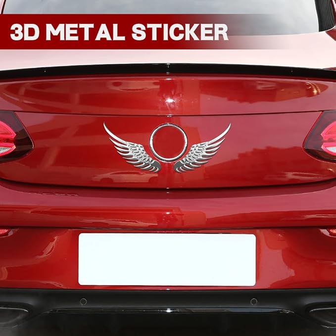 Par de Calcomanías de Ala de Águila 3D para Auto, Cromo miniatura 3